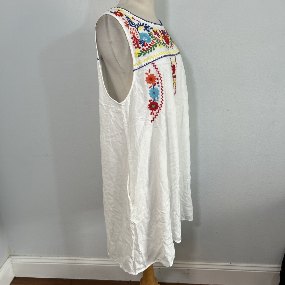 Jodifl Dress Womens L White Floral Embroidered Sleeveless Boho Fiesta Resortwear - Picture 4 of 12